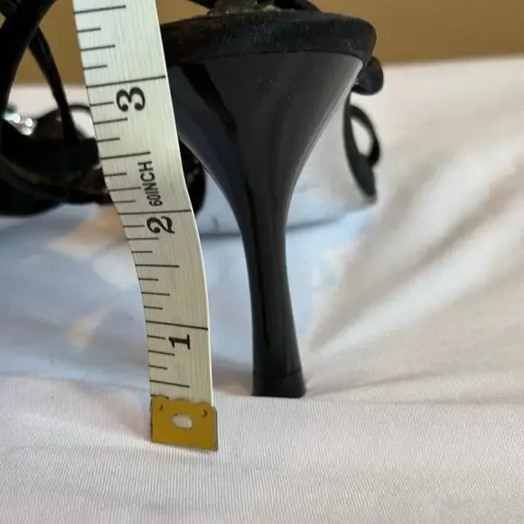 Nina New York Black Rhinestone Strappy Mid Height Heel Sandal Size 6.5M - Picture 3 of 6